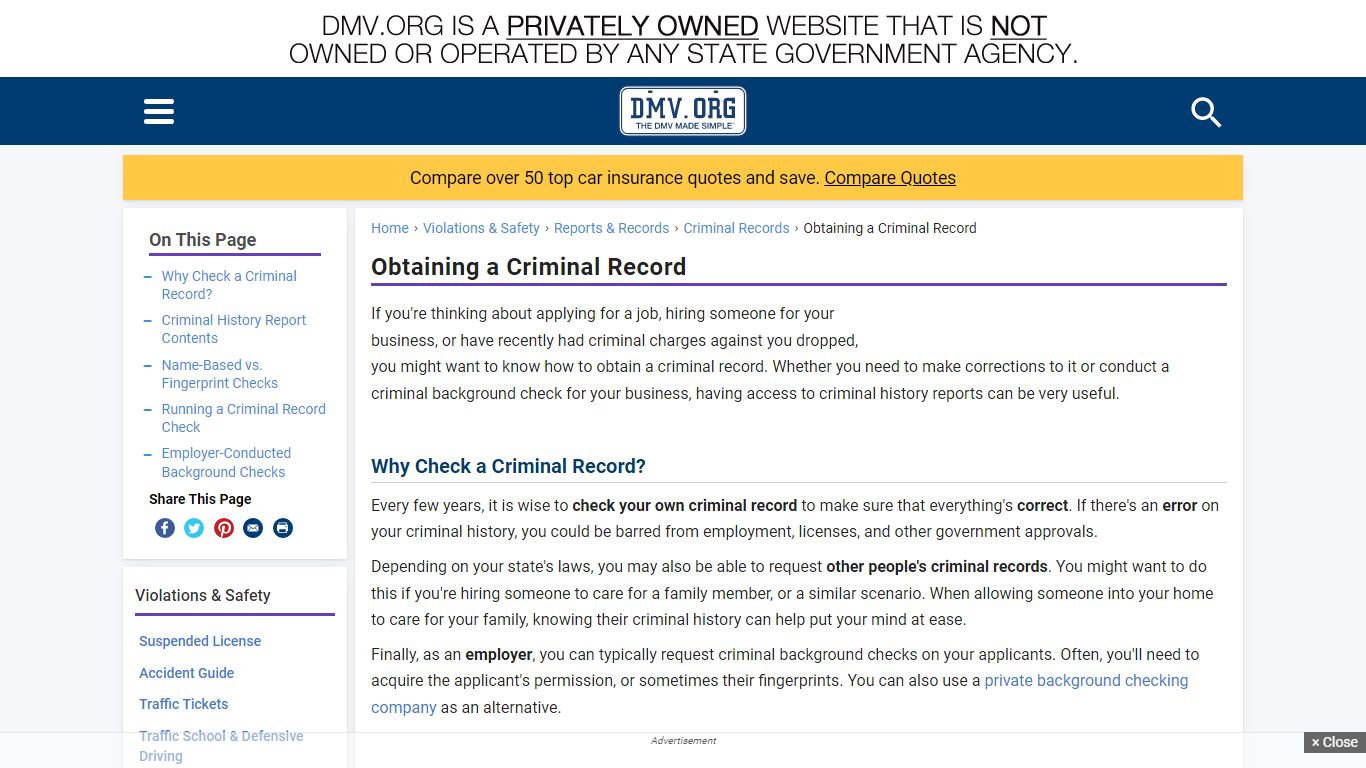 Obtaining a Criminal Record | DMV.ORG